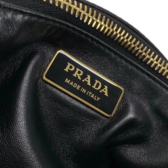Auth PRADA Emme Large 1BC228 Black soft grain leather Shoulder Bag - Picture 15 of 15